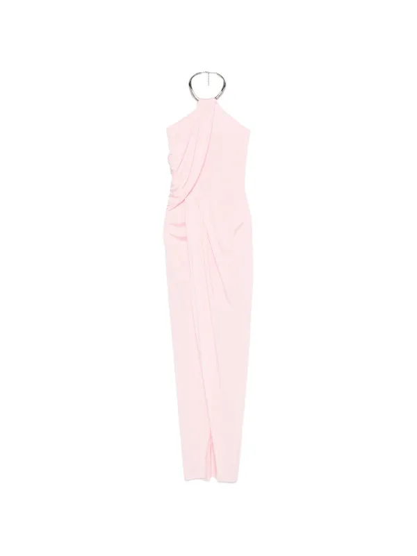 twisted halter neck dress Rhoda | Powder BLUE Twist Halter-Neck Cape Maxi Dress