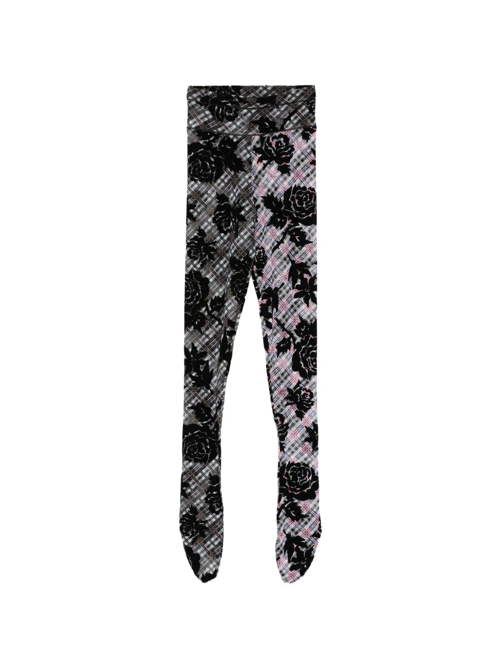 Chopova Lowena Picnic floral check tights - Nero