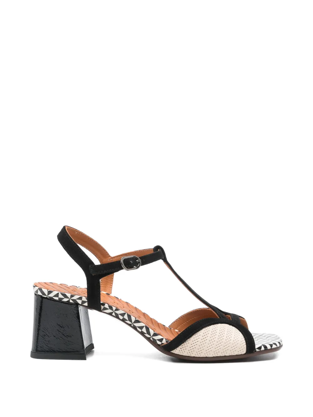 Chie Mihara Sandalen met T-bandje en patroon Zwart