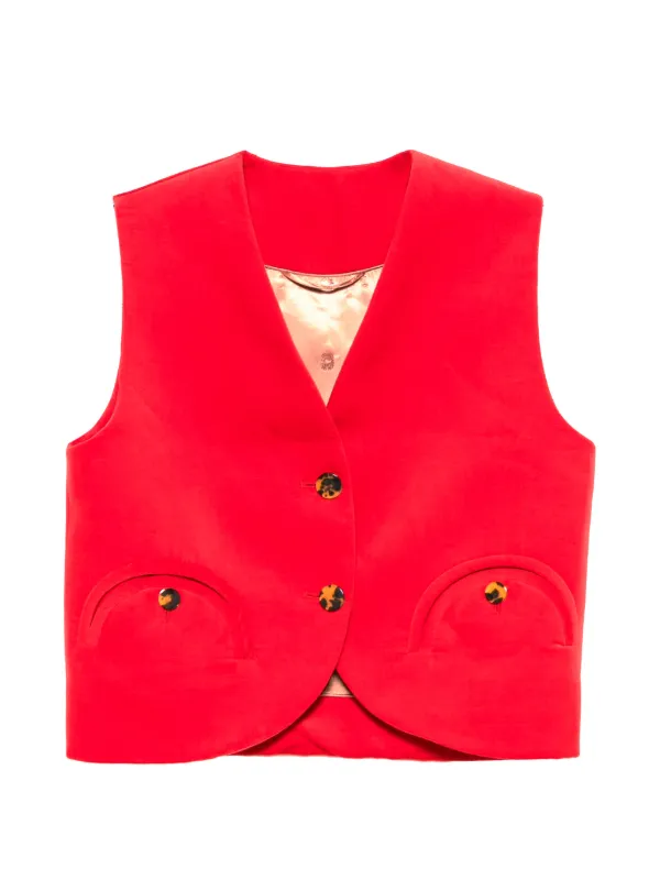 BLAZÉ Milano Gliss Button Waistcoat in Red