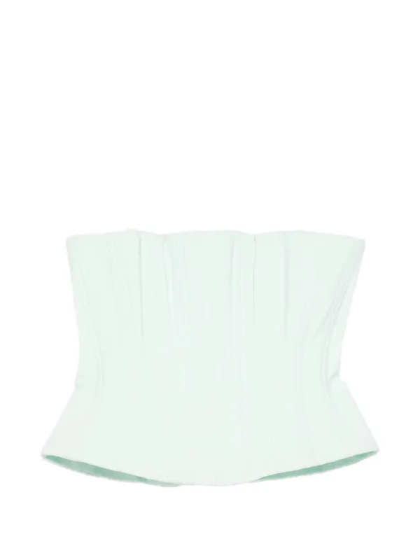 Costarellos Pleated Corset Top in Green