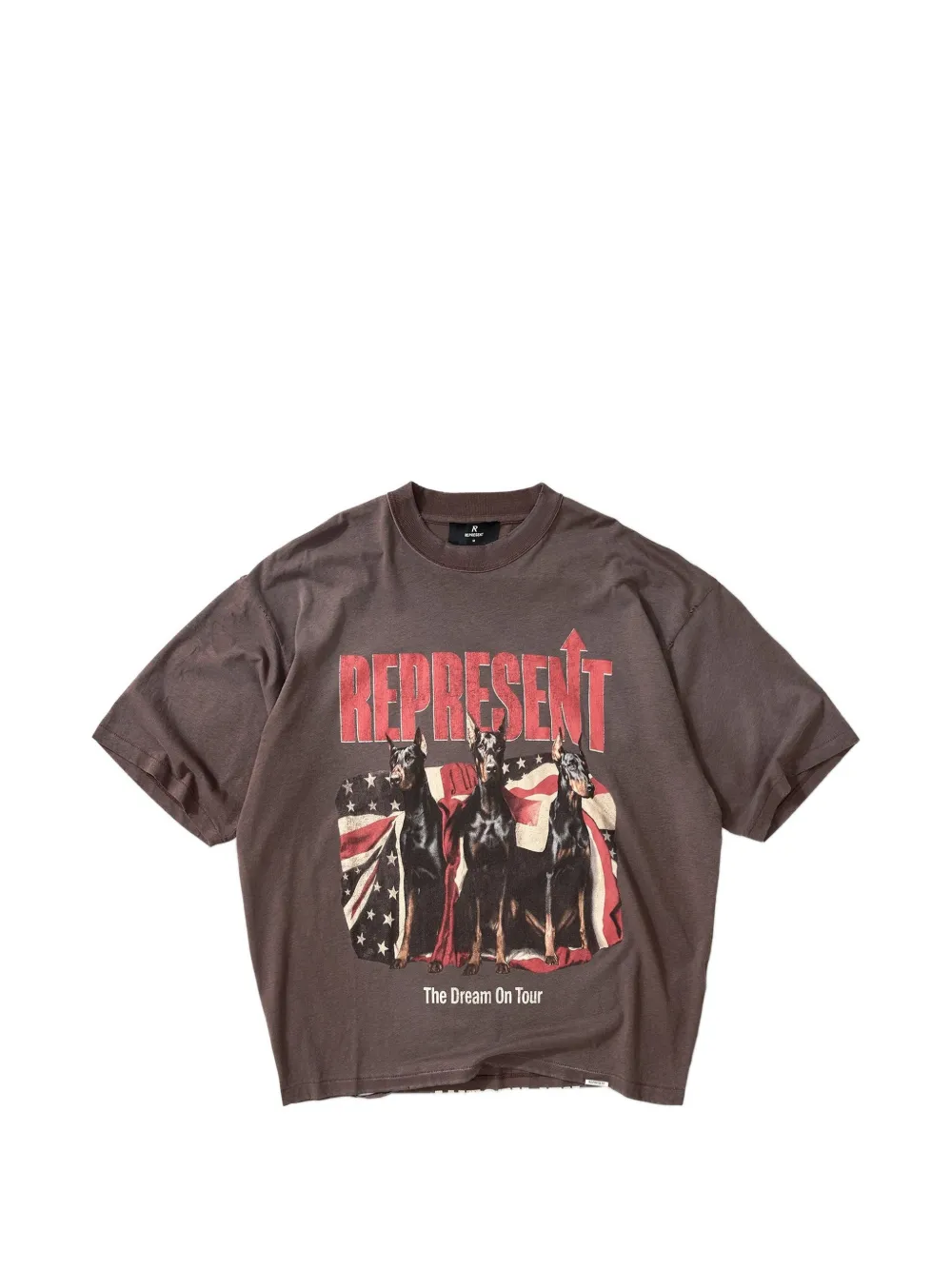 Represent Dream On Tour T-shirt met hondenprint Bruin