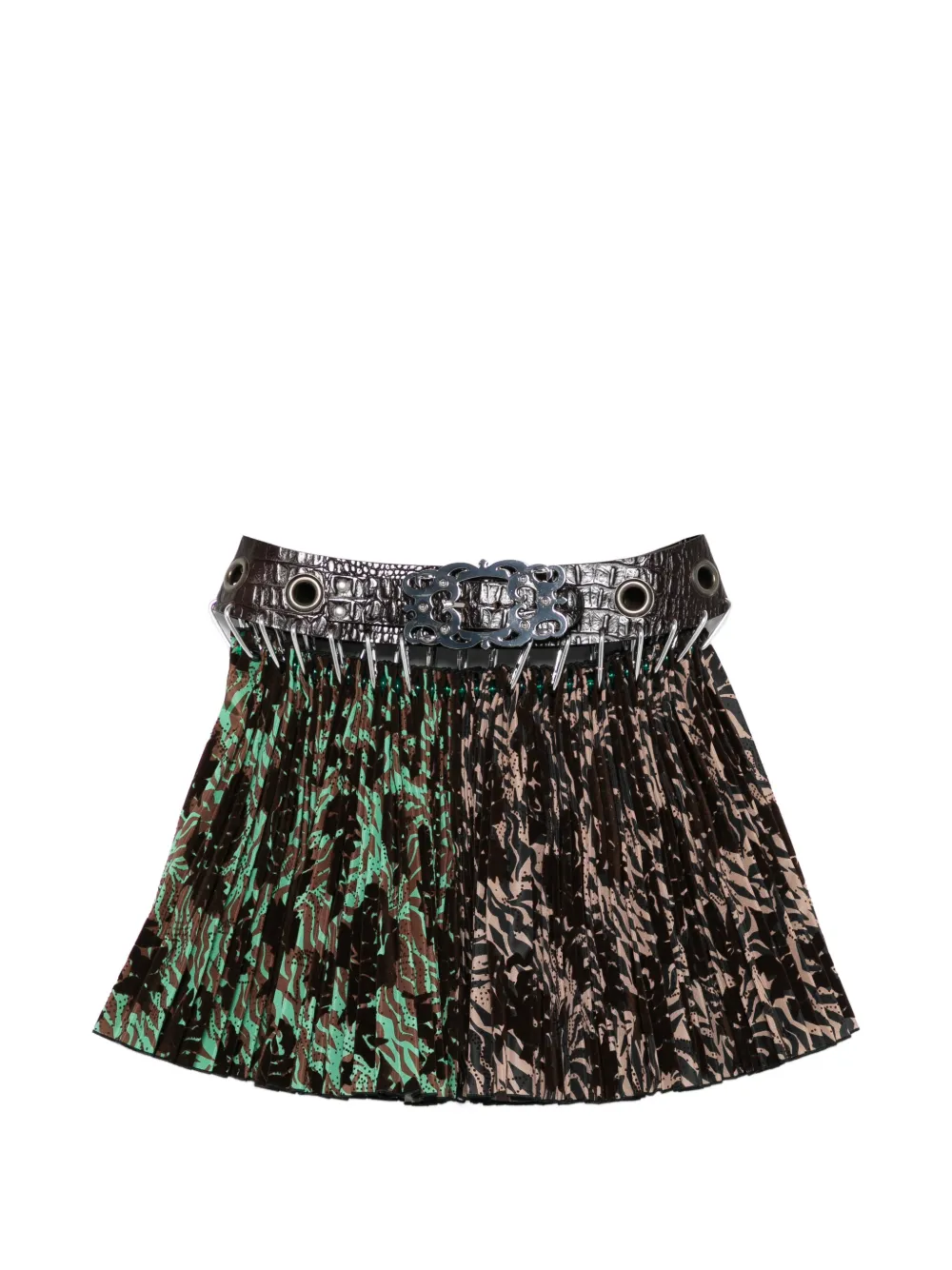 Chopova Lowena Wilson pleated print mini skirt - Marrone