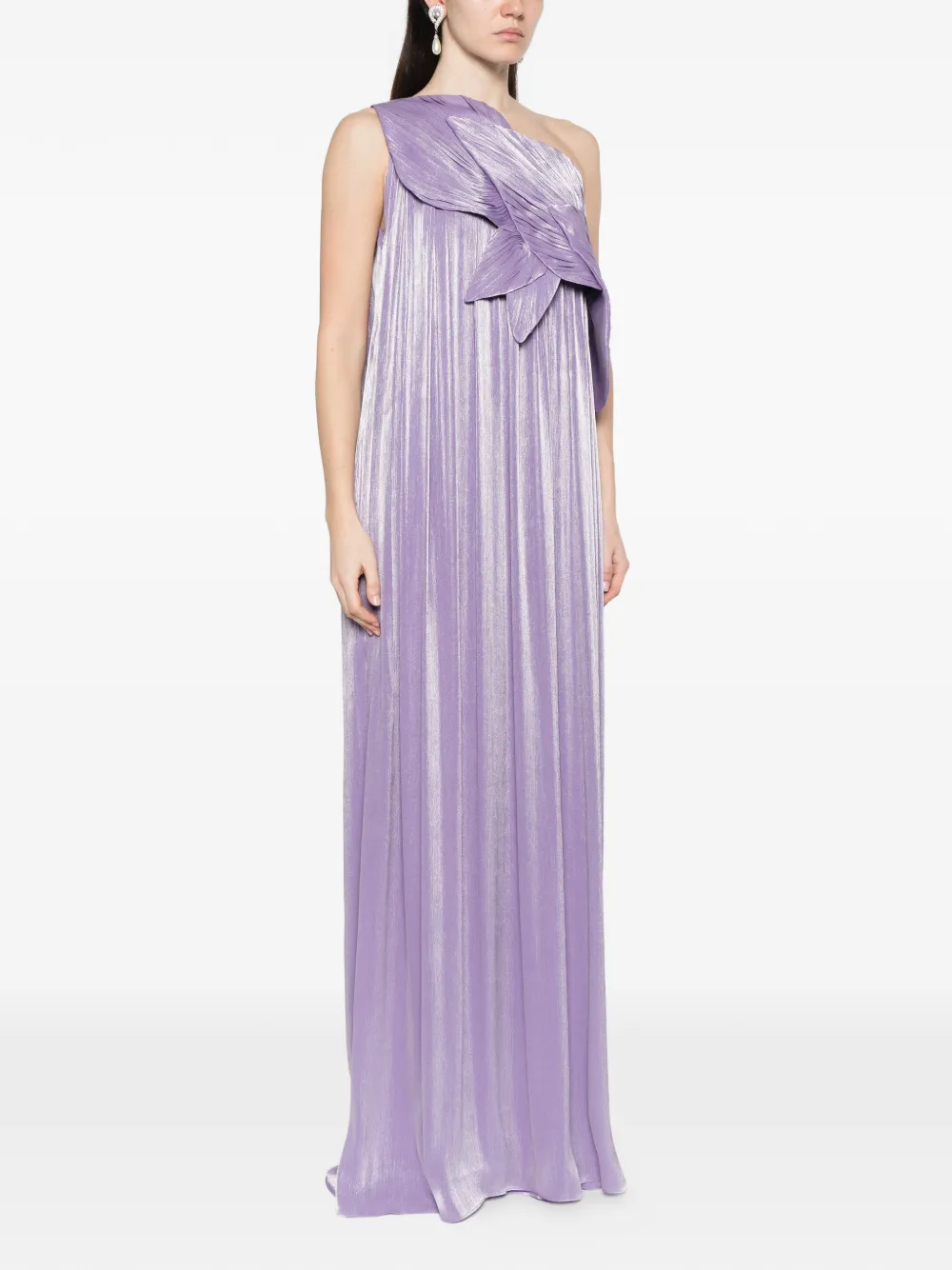 Costarellos Amabe asymmetrische geplooide maxi-jurk Paars