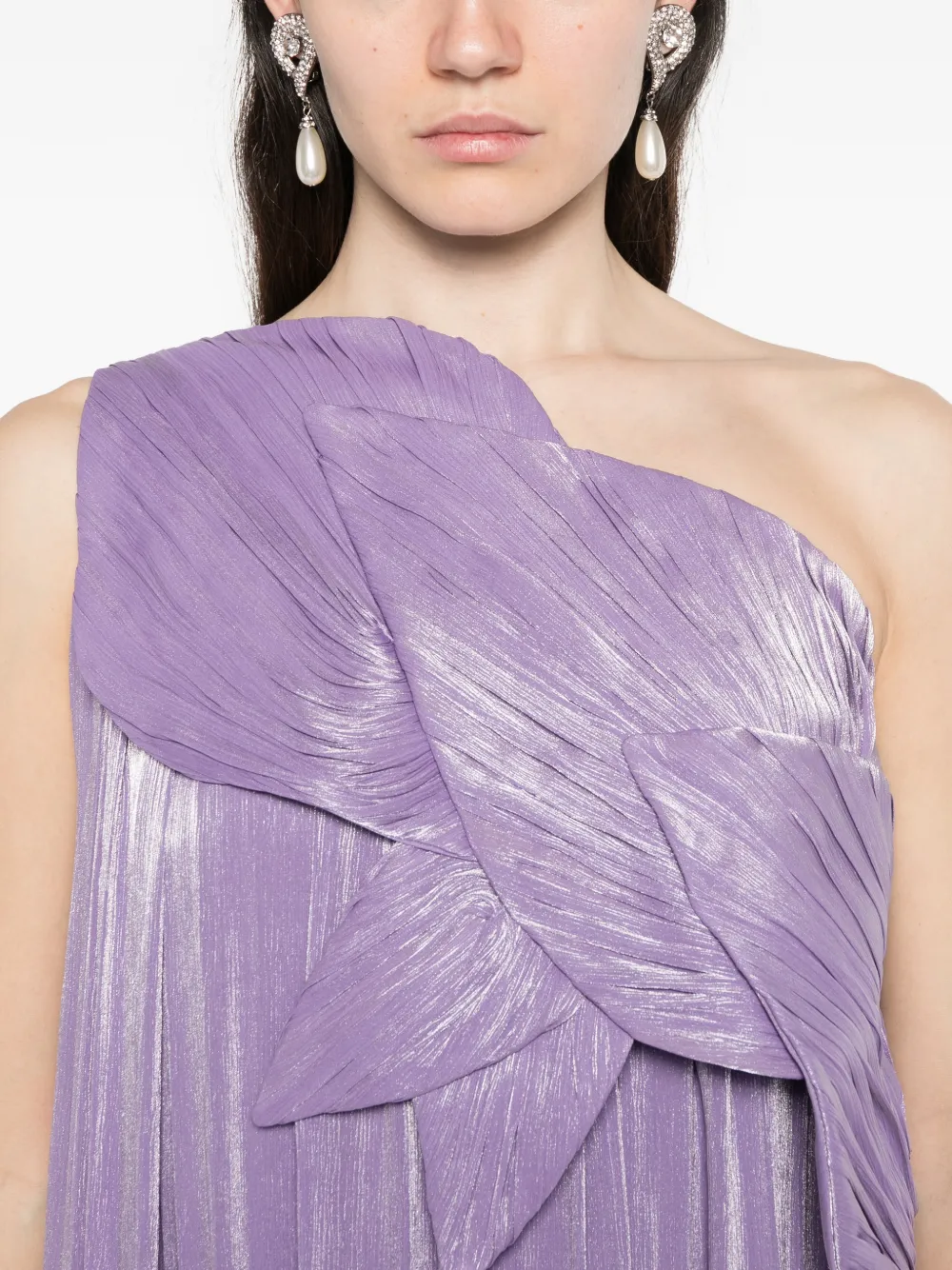 Costarellos Amabe asymmetrische geplooide maxi-jurk Paars