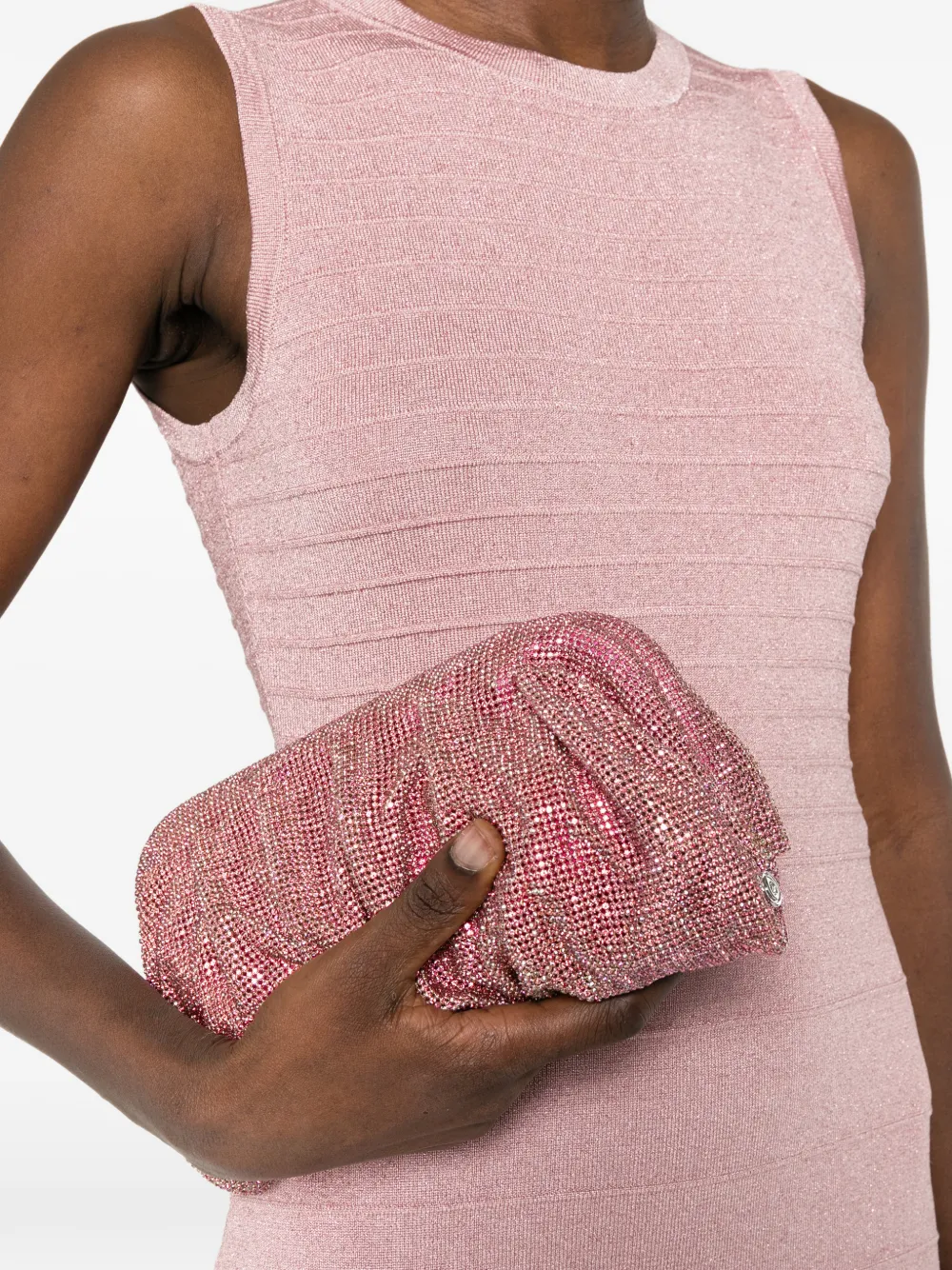  Benedetta Bruzziches Ruched Crystal-embellished Clutch Bag - Pink 