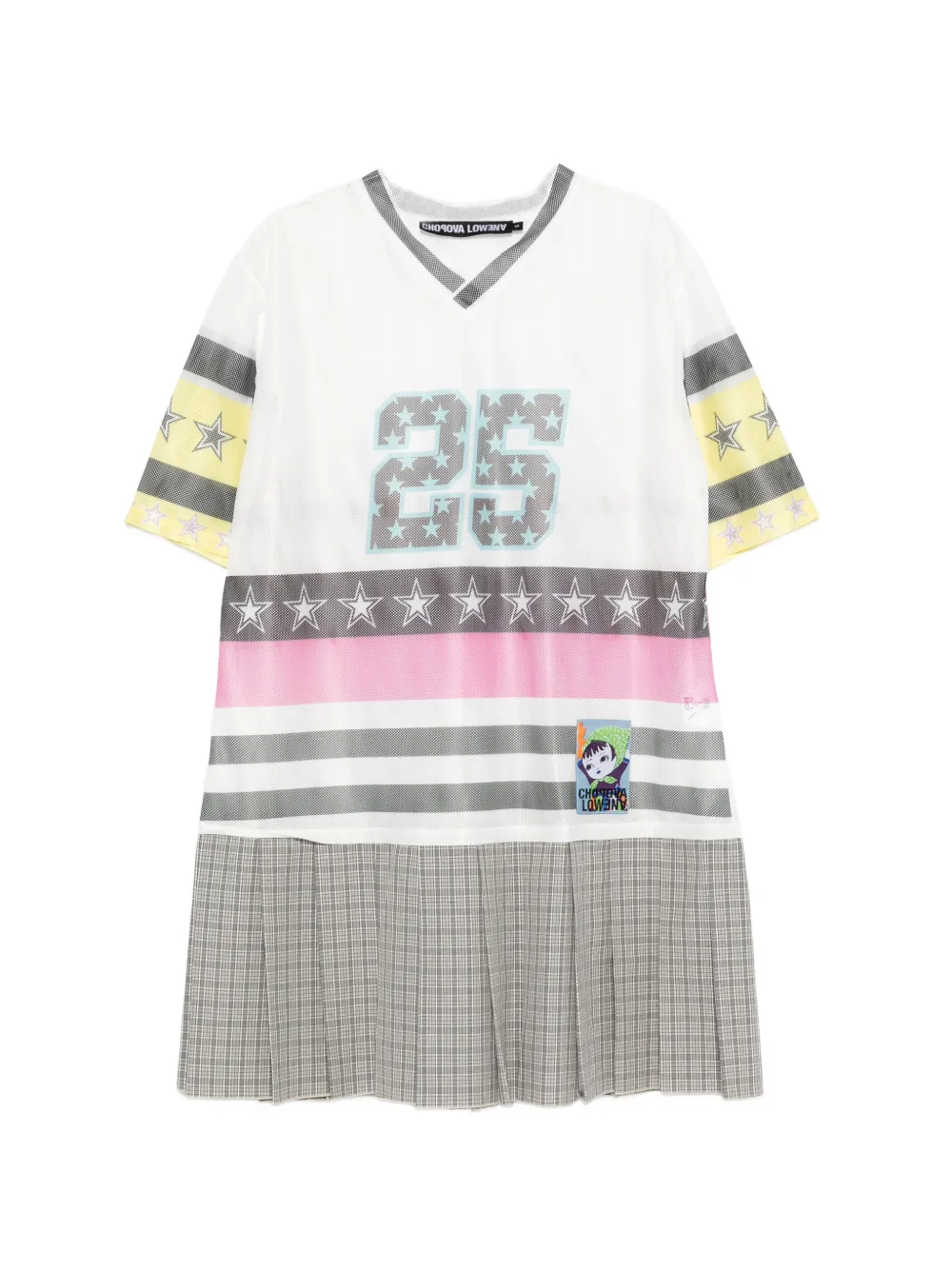 Chopova Lowena Nancy striped check mini dress - Bianco