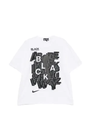 Black Comme Des Garçons x Nike slogan-print T-shirt | White | FARFETCH