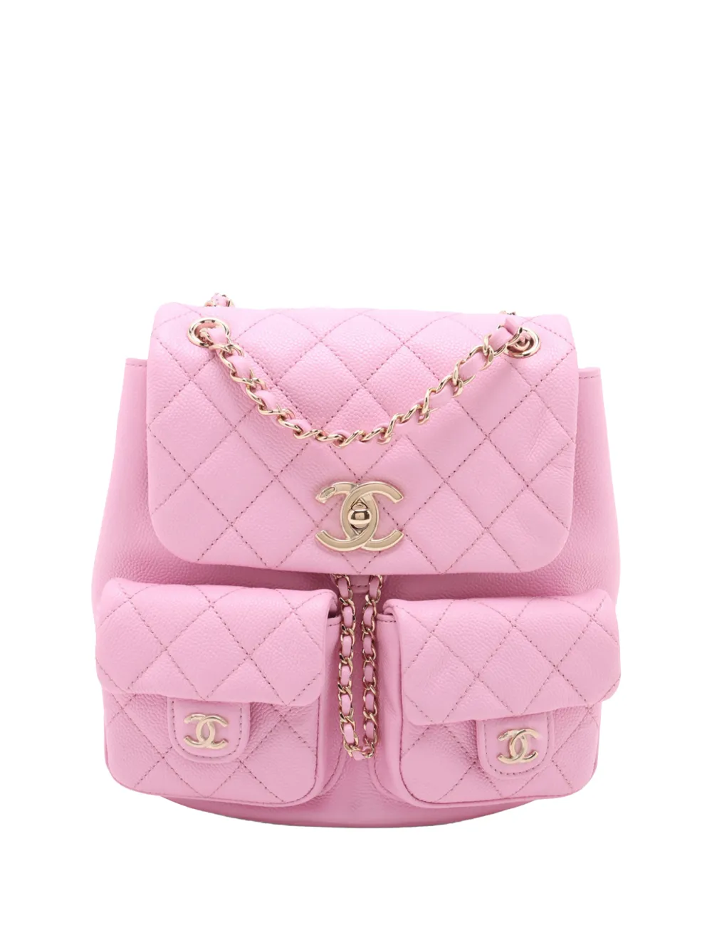 CHANEL Pre-Owned 2021-2025 Medium Quilted Caviar Duma Pockets Drawstring backpack - Rosa