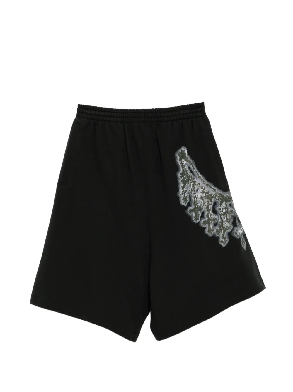 We11done necklace-print shorts - Nero