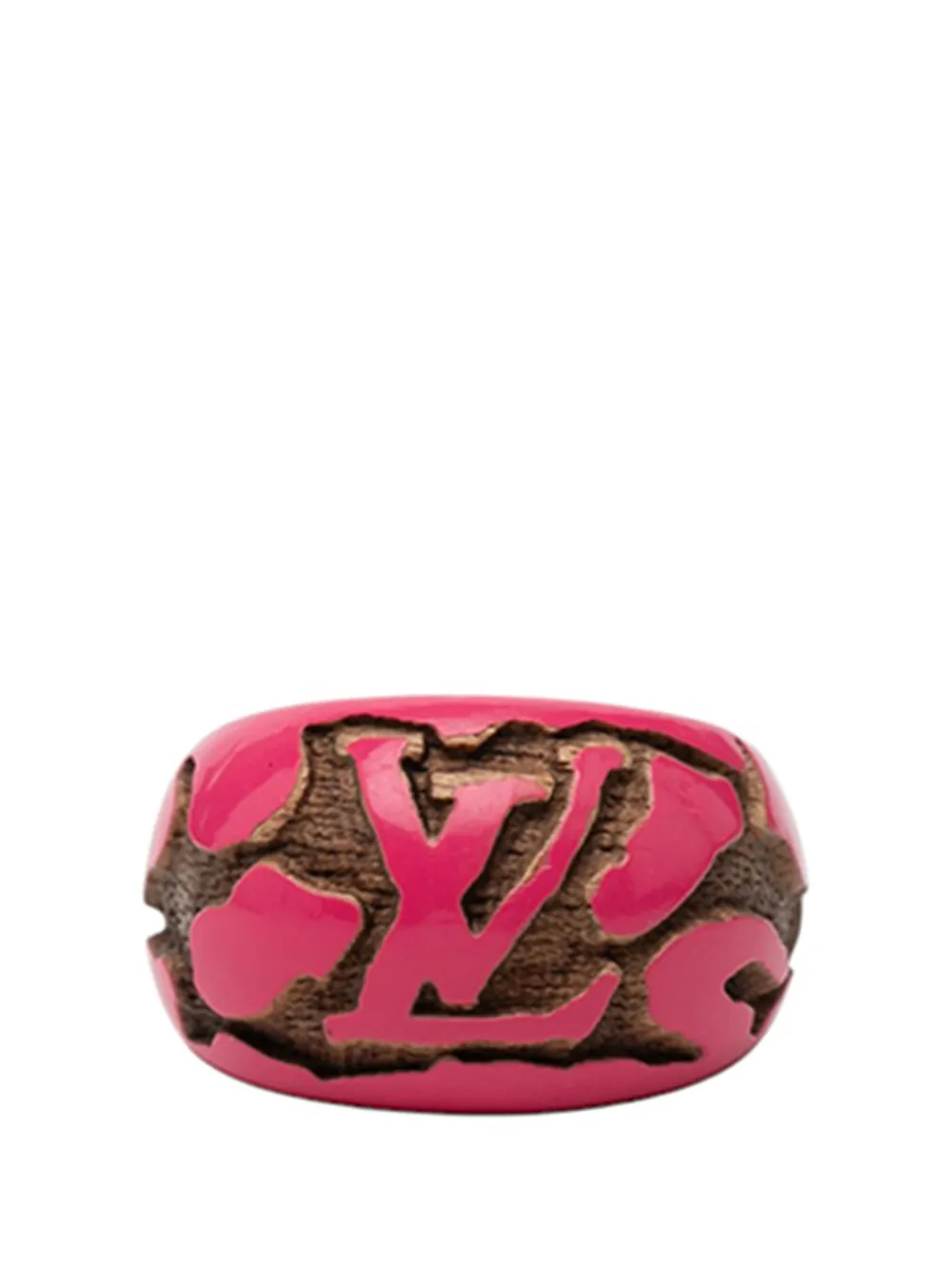 Louis Vuitton Pre-Owned 2009 Lacquered Wood Leomonogram Ring S costume ring - Marrone