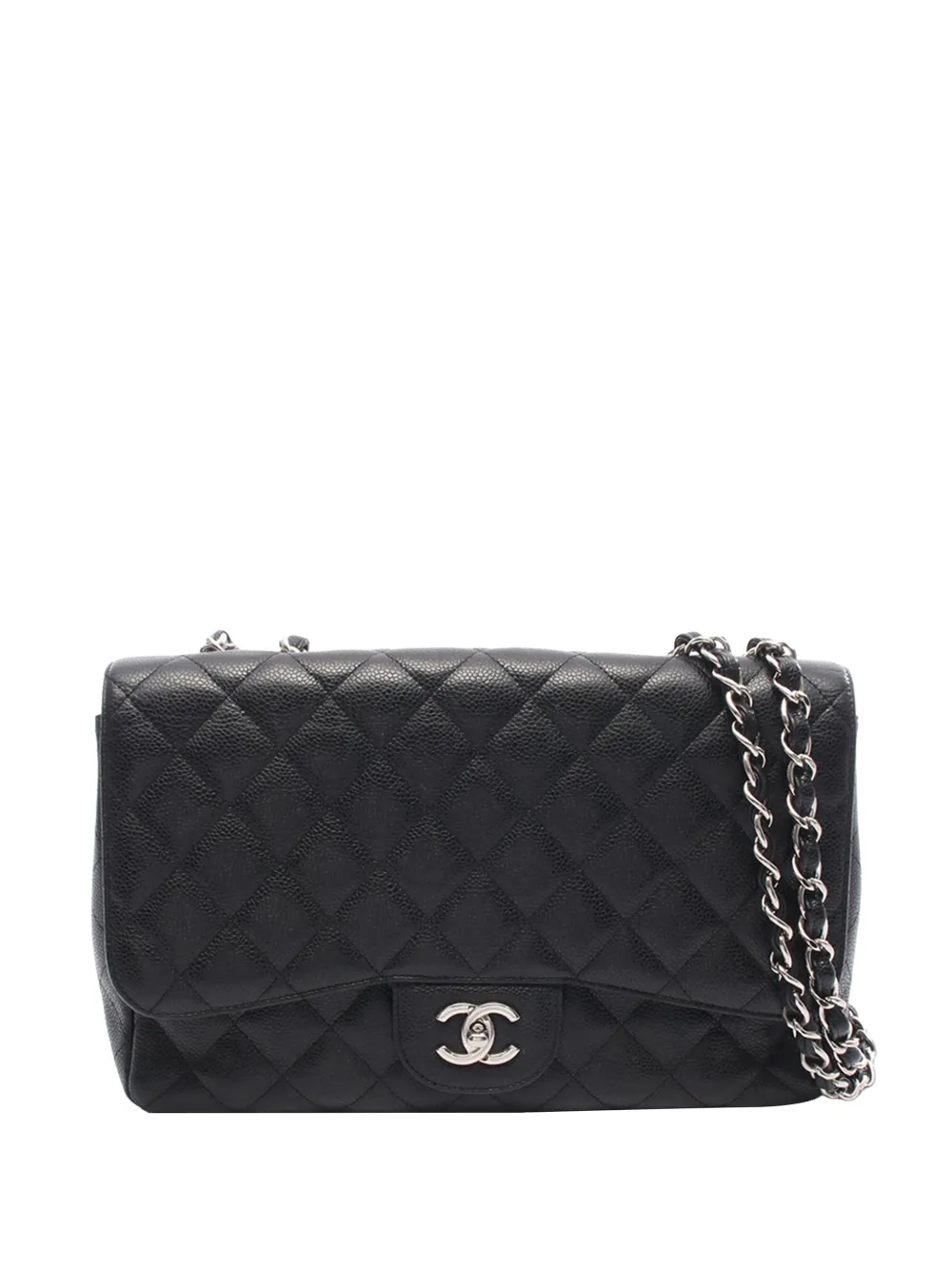 CHANEL Pre-Owned Borsa a spalla maxi in pelle Caviar trapuntata con battente 2009-2010 - Nero