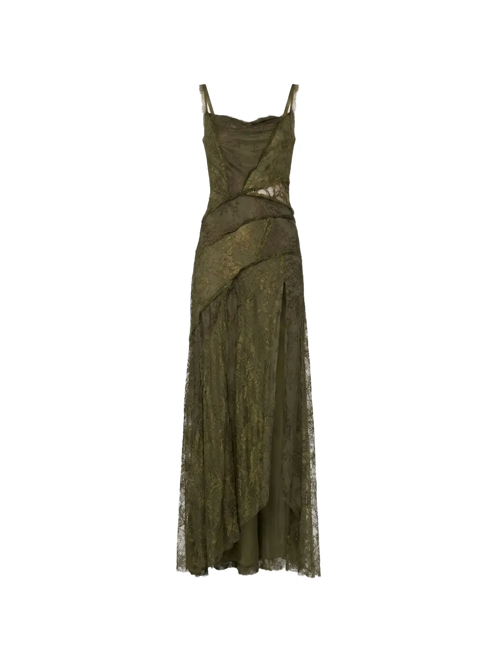 Blumarine floral-lace panelled maxi dress - Verde