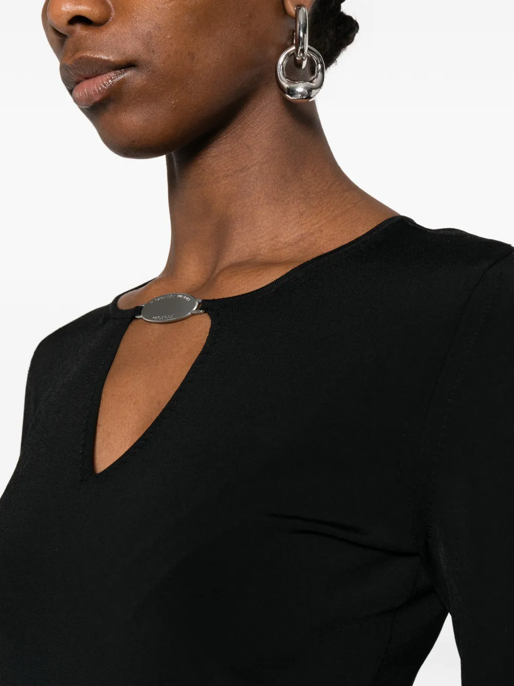 logo-plaque V-neck sweater