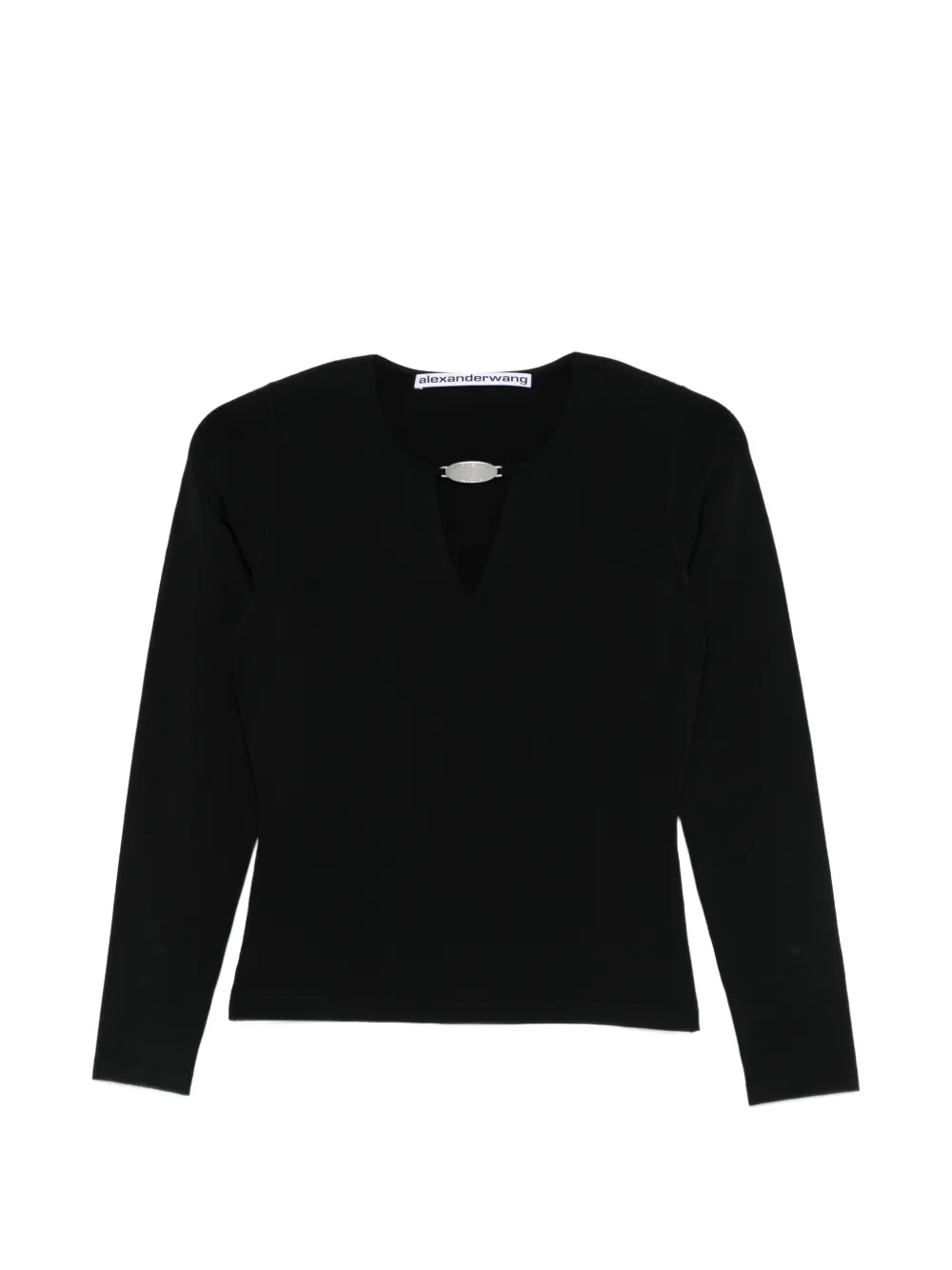 Alexander Wang Logo-plaque V-neck Sweater In Black