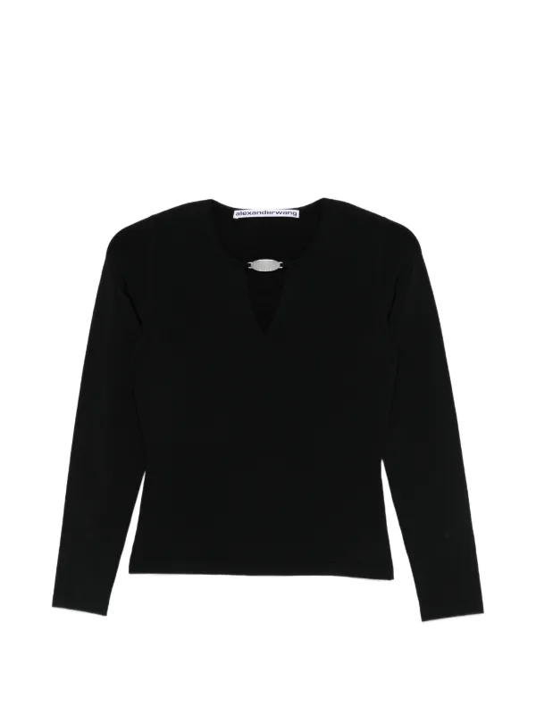 Alexander Wang Logo-plaque V-neck Sweater in Black