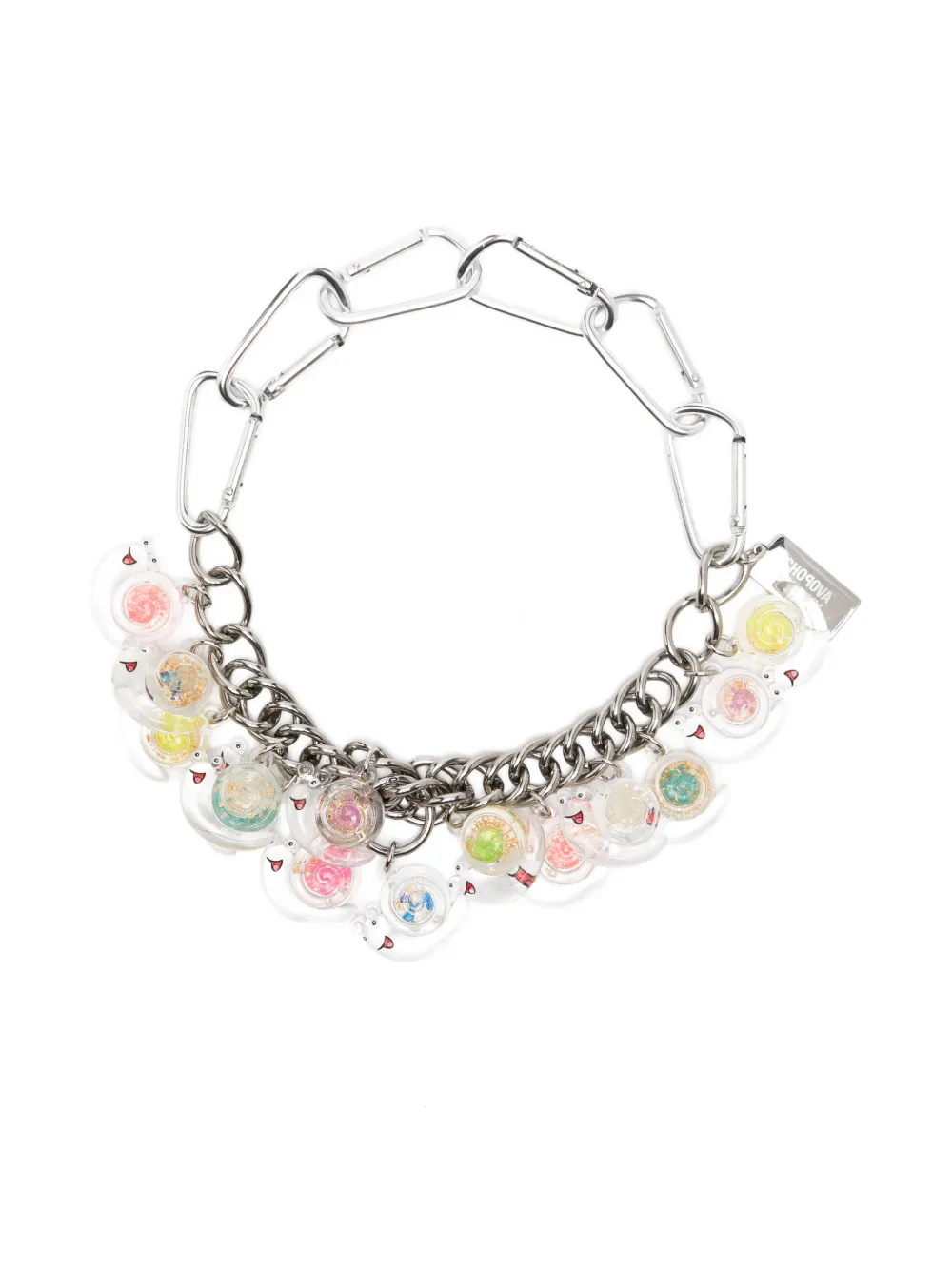 Chopova Lowena snail-charm curb-chain necklace - Argento