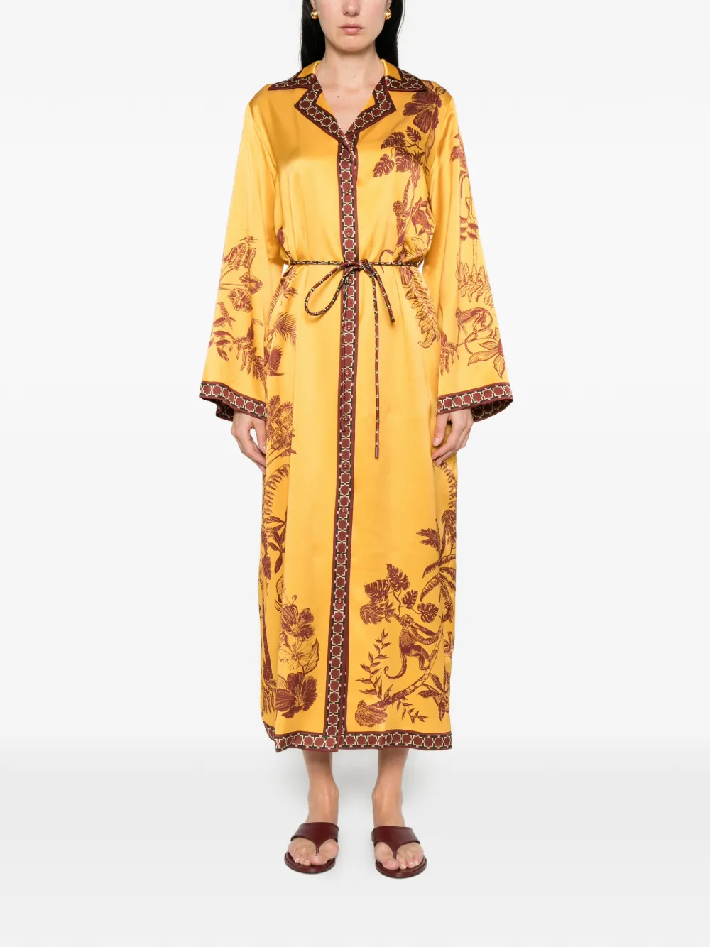  Alemais Floral-print Belted Dress - Yellow 