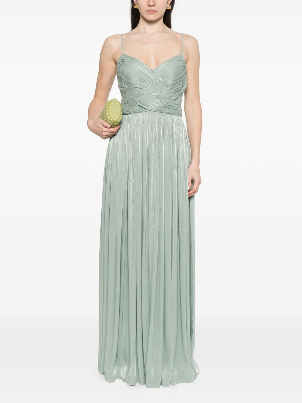 Costarellos Sireen maxi-jurk met plooien Groen