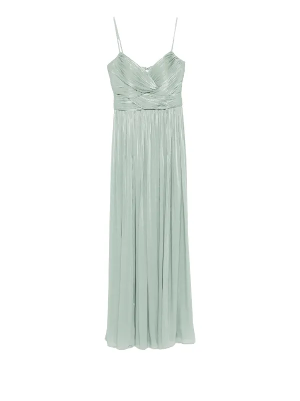 Costarellos Sireen Pleated Maxi Dress in Green