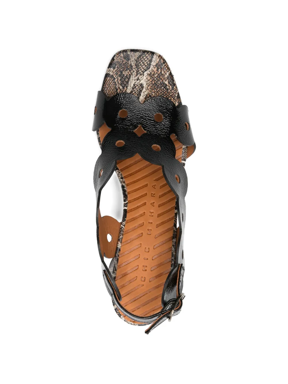 Chie Mihara scalloped sandals Zwart
