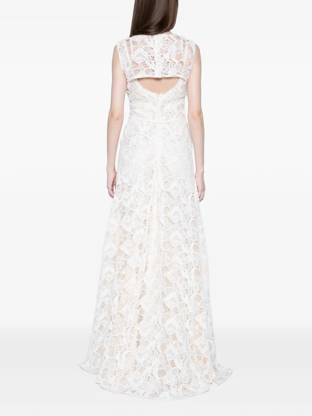 Costarellos Mouwloze kanten maxi-jurk Beige