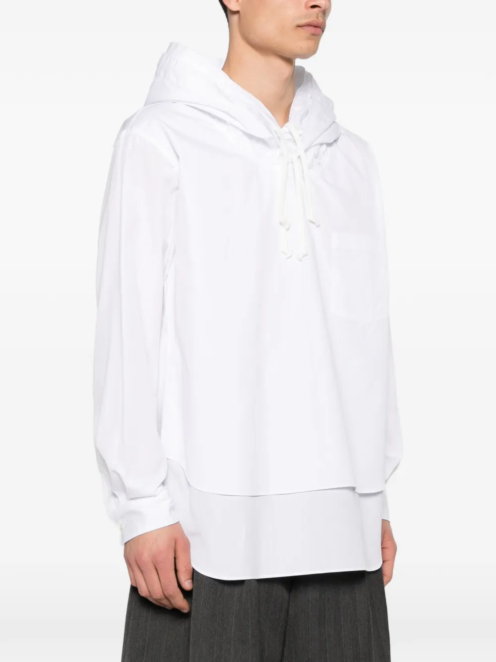 Comme des Garçons Homme Plus Hoodie met opgestikte zak Wit