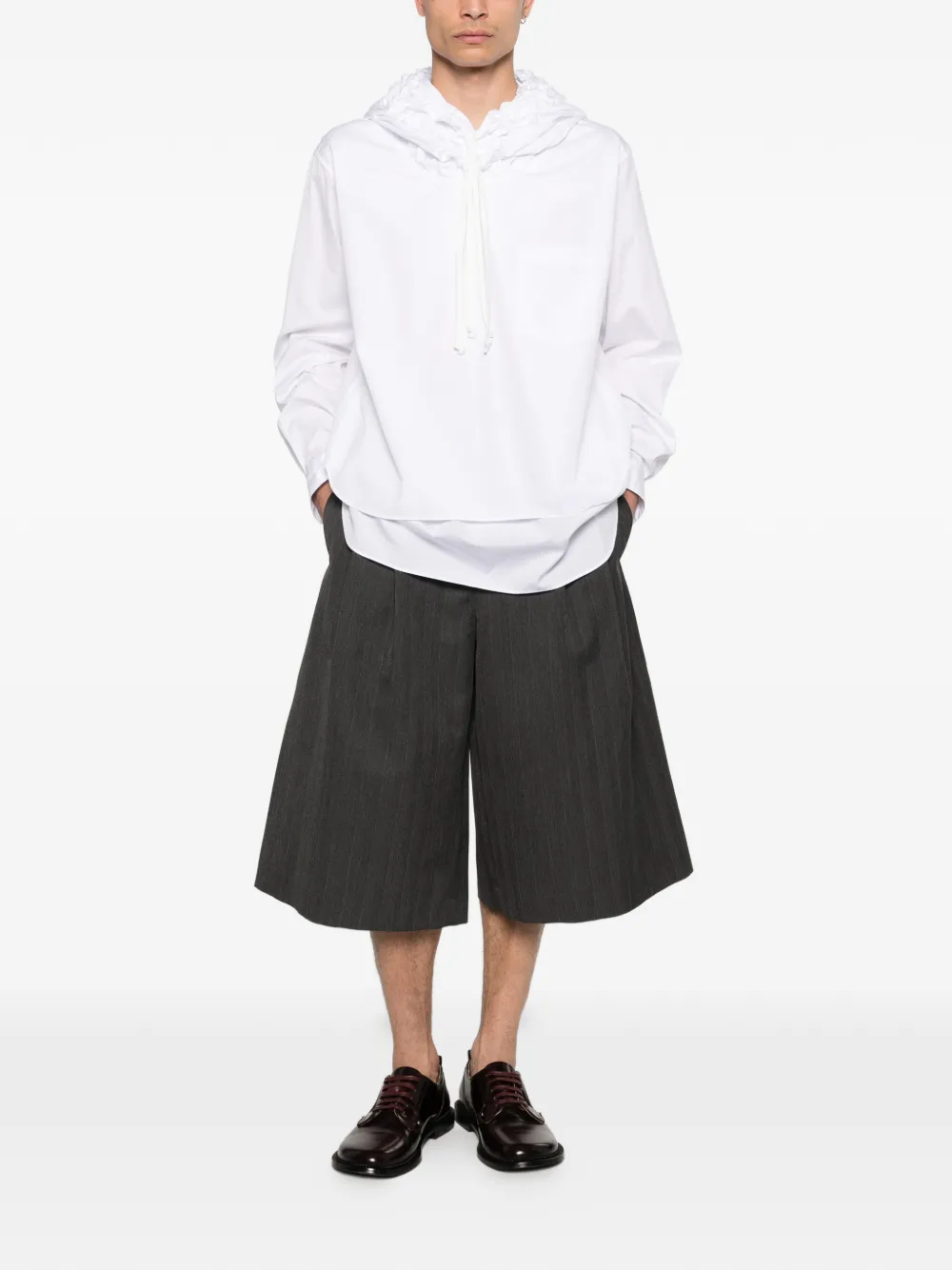 Comme des Garçons Homme Plus Hoodie met opgestikte zak Wit