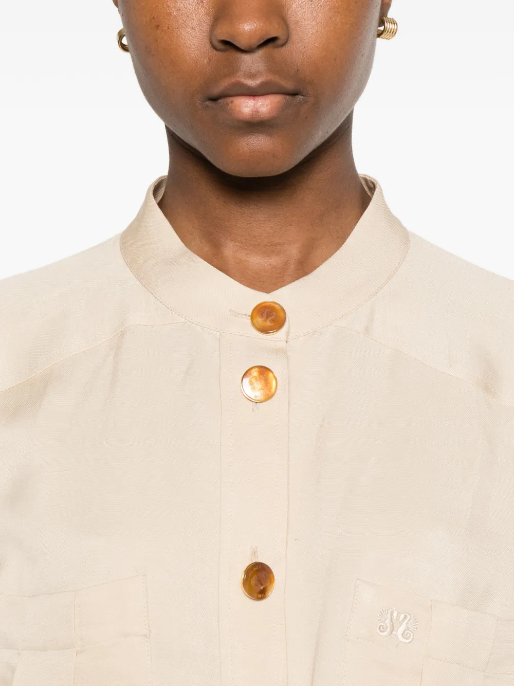 BLAZÉ Milano Donzi Berber Belted Midi Dress in Neutrals, view 5