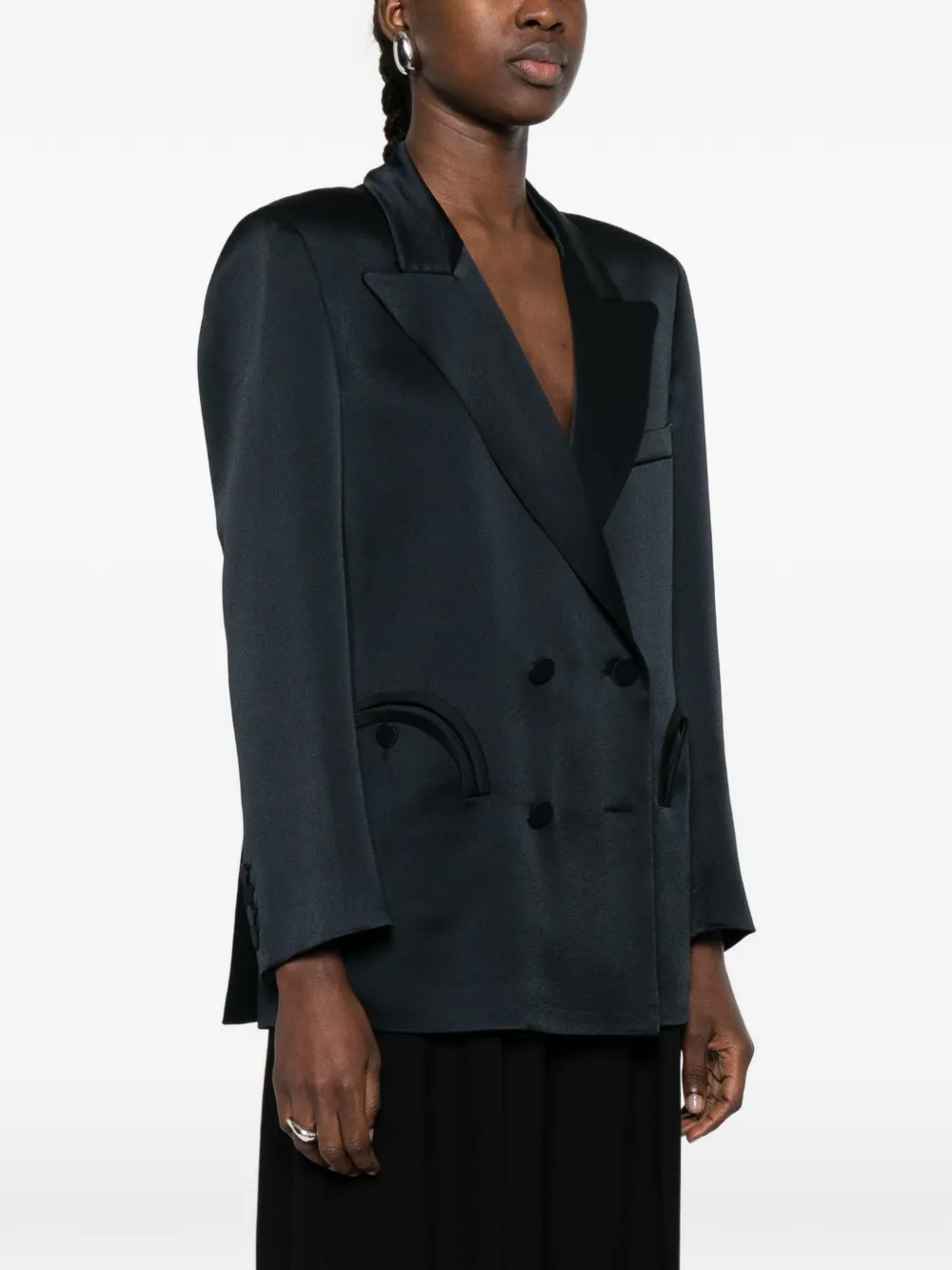  Blazé Milano Oversized Double-breasted Blazer - Blue 