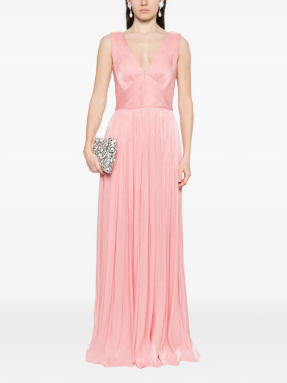 Costarellos Anilia geplooide maxi-jurk met V-hals Roze
