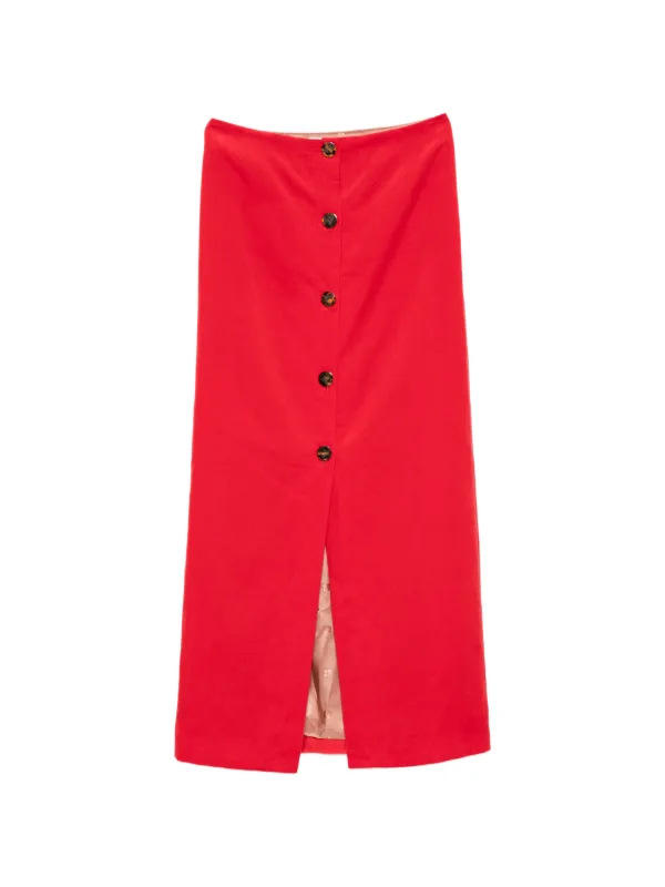 BLAZÉ Milano Button-front Maxi Skirt in Red