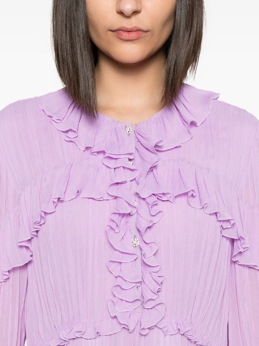 Alberta Ferretti Geplooide maxi-jurk met ruches Paars