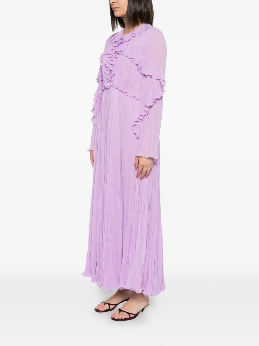 Alberta Ferretti Geplooide maxi-jurk met ruches Paars