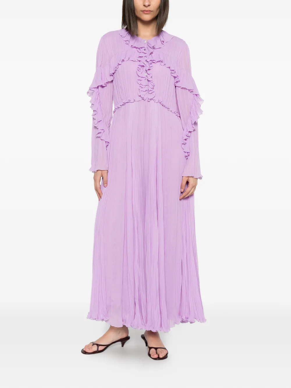 Alberta Ferretti Geplooide maxi-jurk met ruches Paars