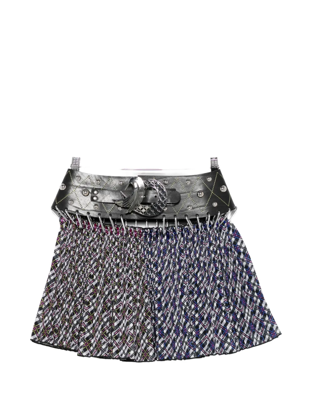 Chopova Lowena Toro studded belt print mini skirt - Grigio