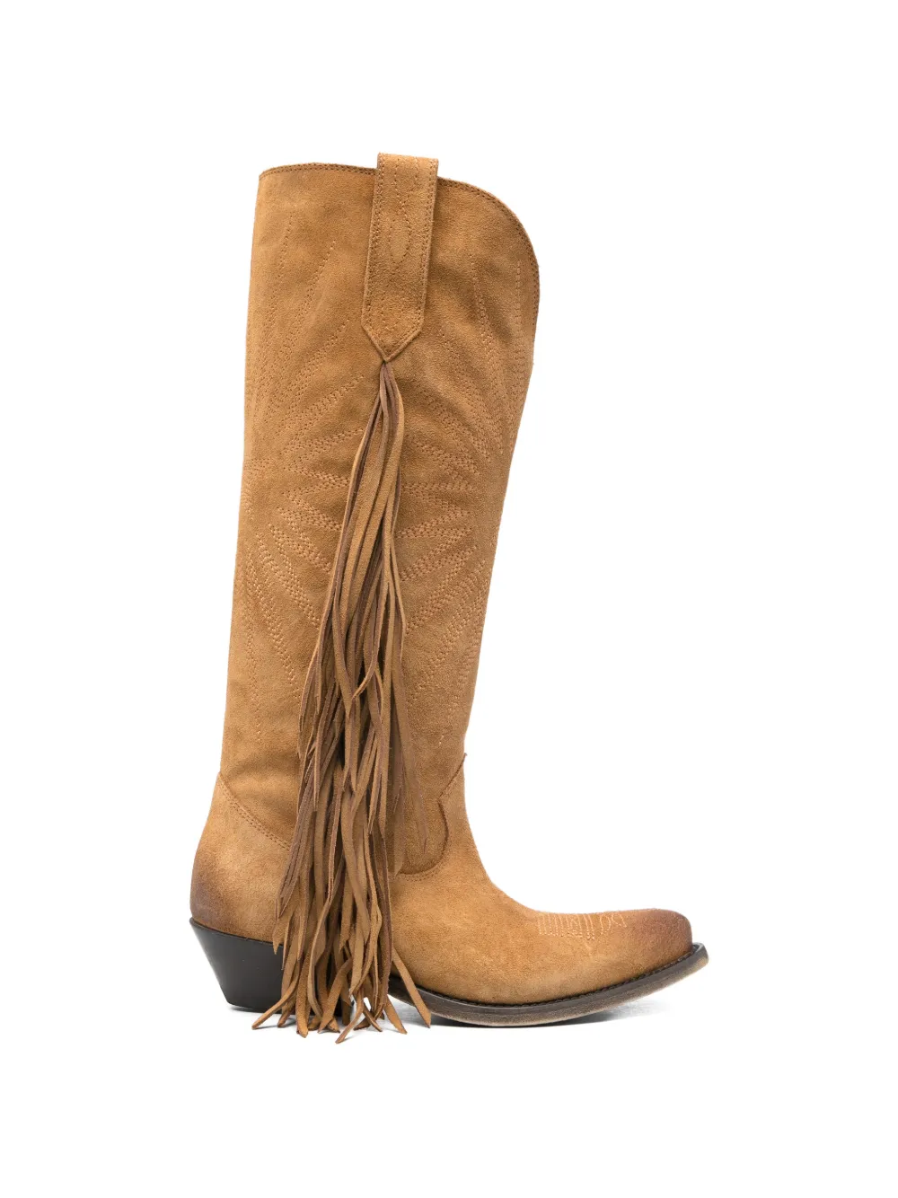 Golden Goose fringed embroidered boots - Marrone
