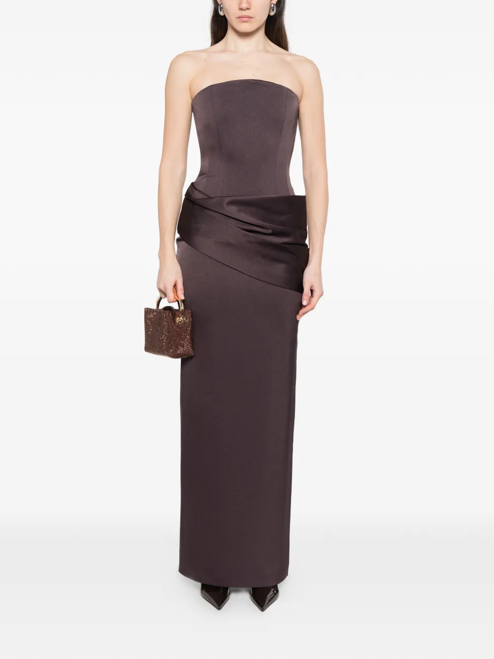  Alex Perry Draped Strapless Maxi Dress - Grey 