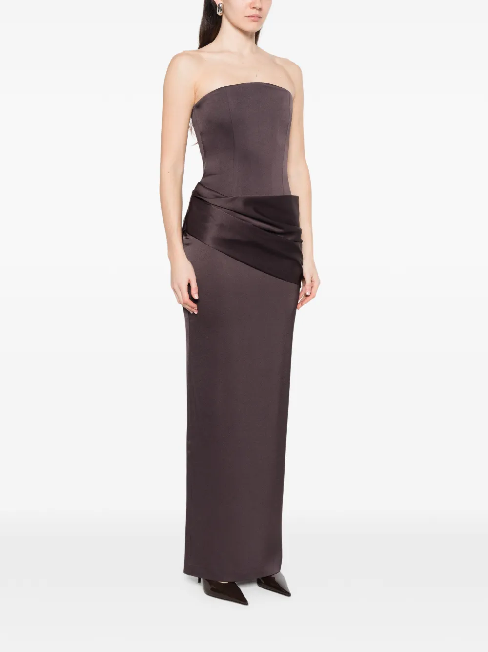  Alex Perry Draped Strapless Maxi Dress - Grey 