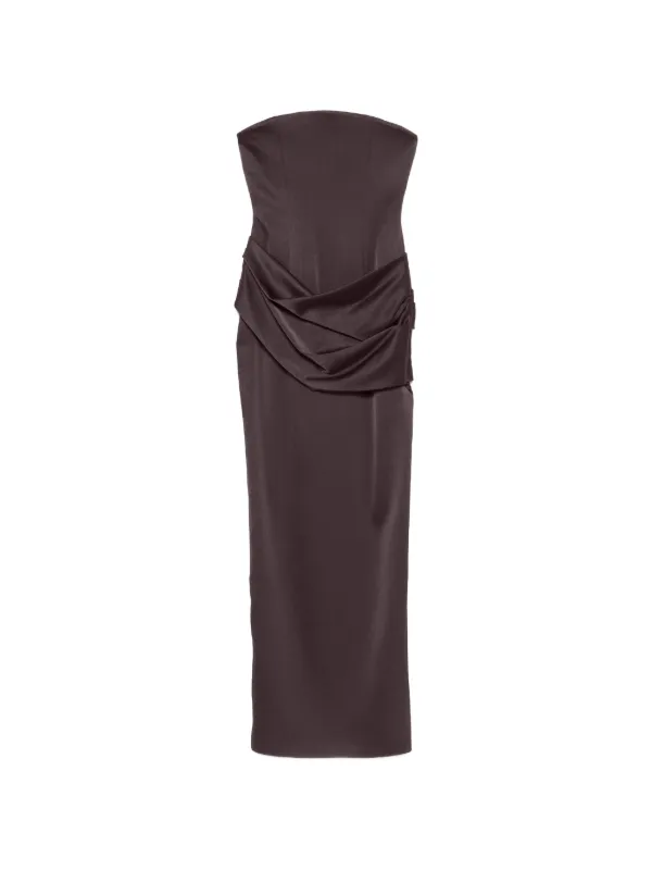 alex perry grey dress Alex Perry Strapless Draped Satin-crepe Gown