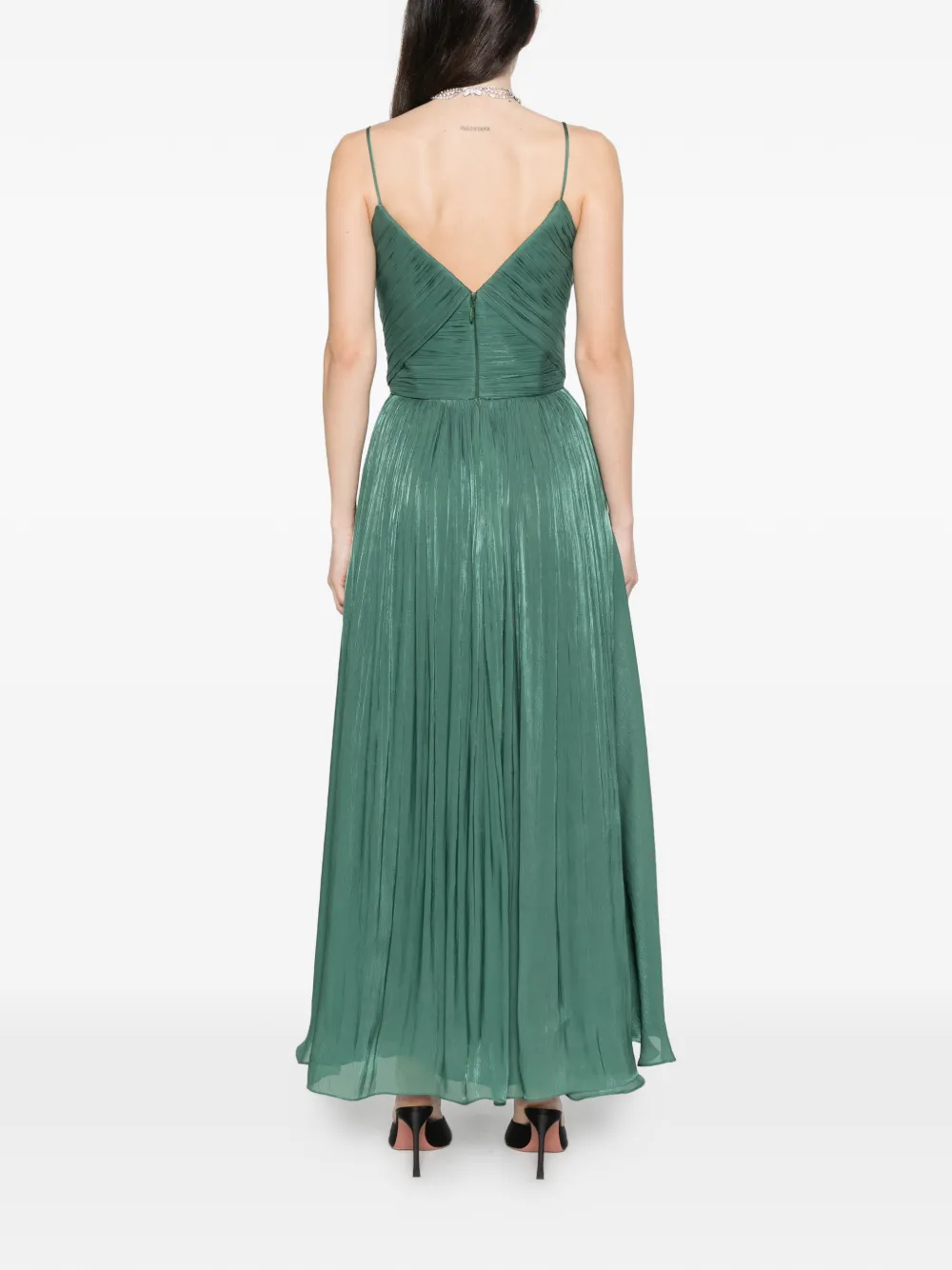 Costarellos Fayla geplooide maxi-jurk met V-hals Groen