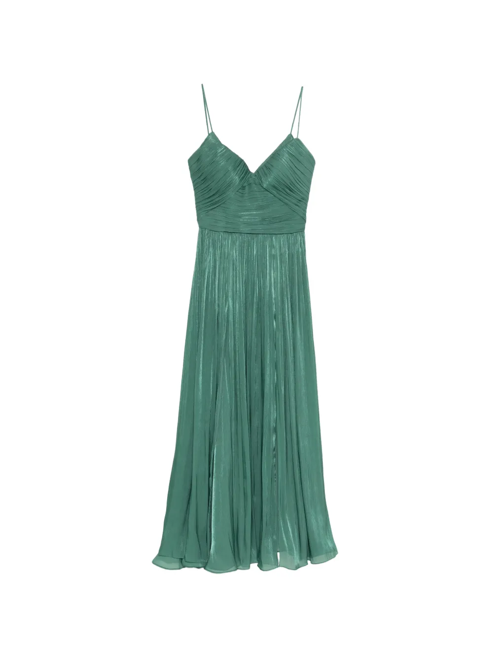 Costarellos Fayla V-neck pleated maxi dress - Verde