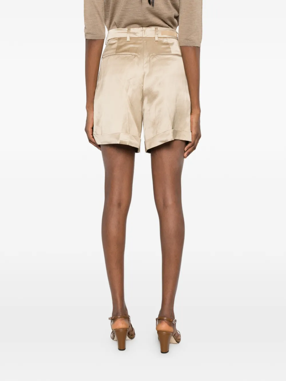 Briglia 1949 Isabellew geplooide shorts met omgeslagen pijpen Beige