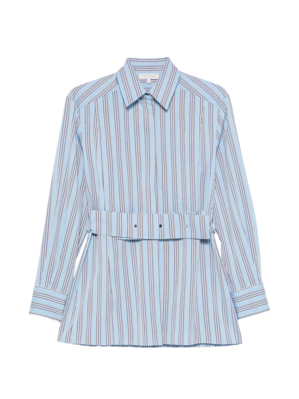 Antonelli Striped Belted Shirt In Blue