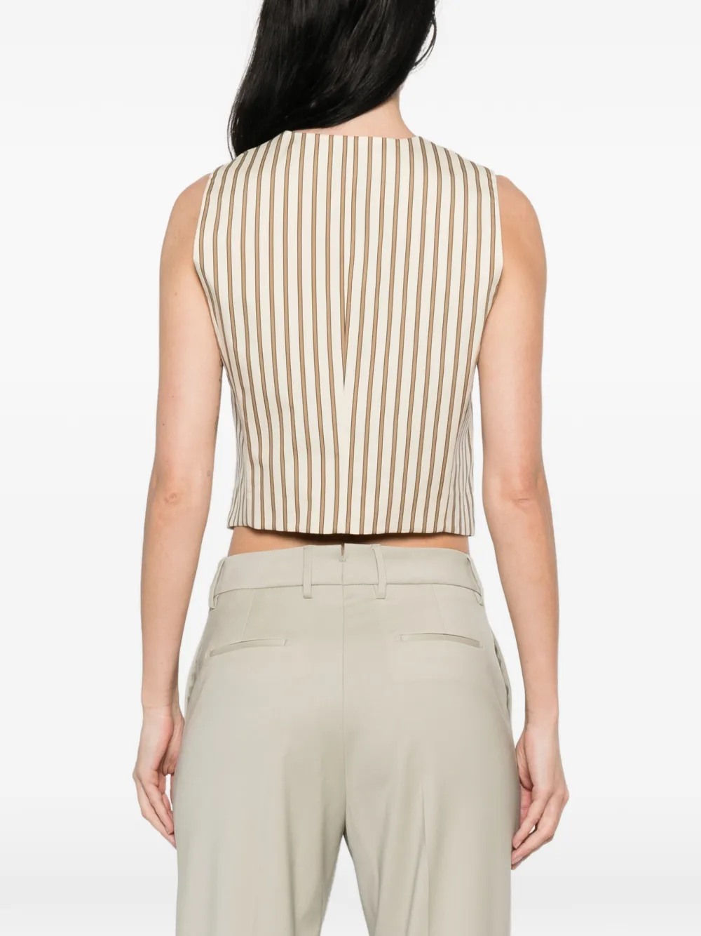 Max Mara Gestreept gilet met V-hals Beige