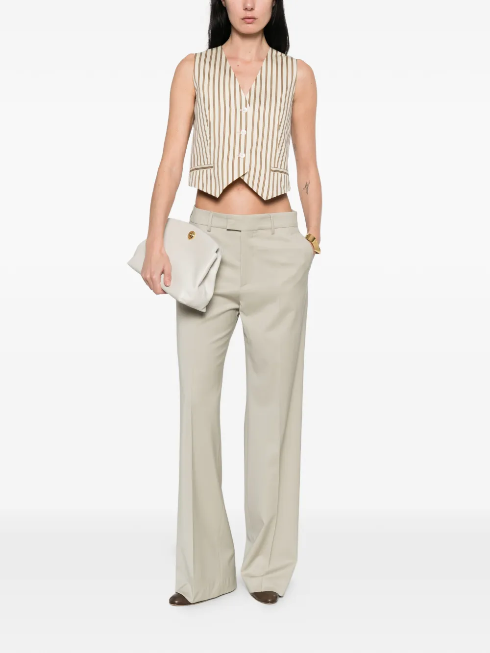  Max Mara Striped Button Waistcoat - Neutrals 
