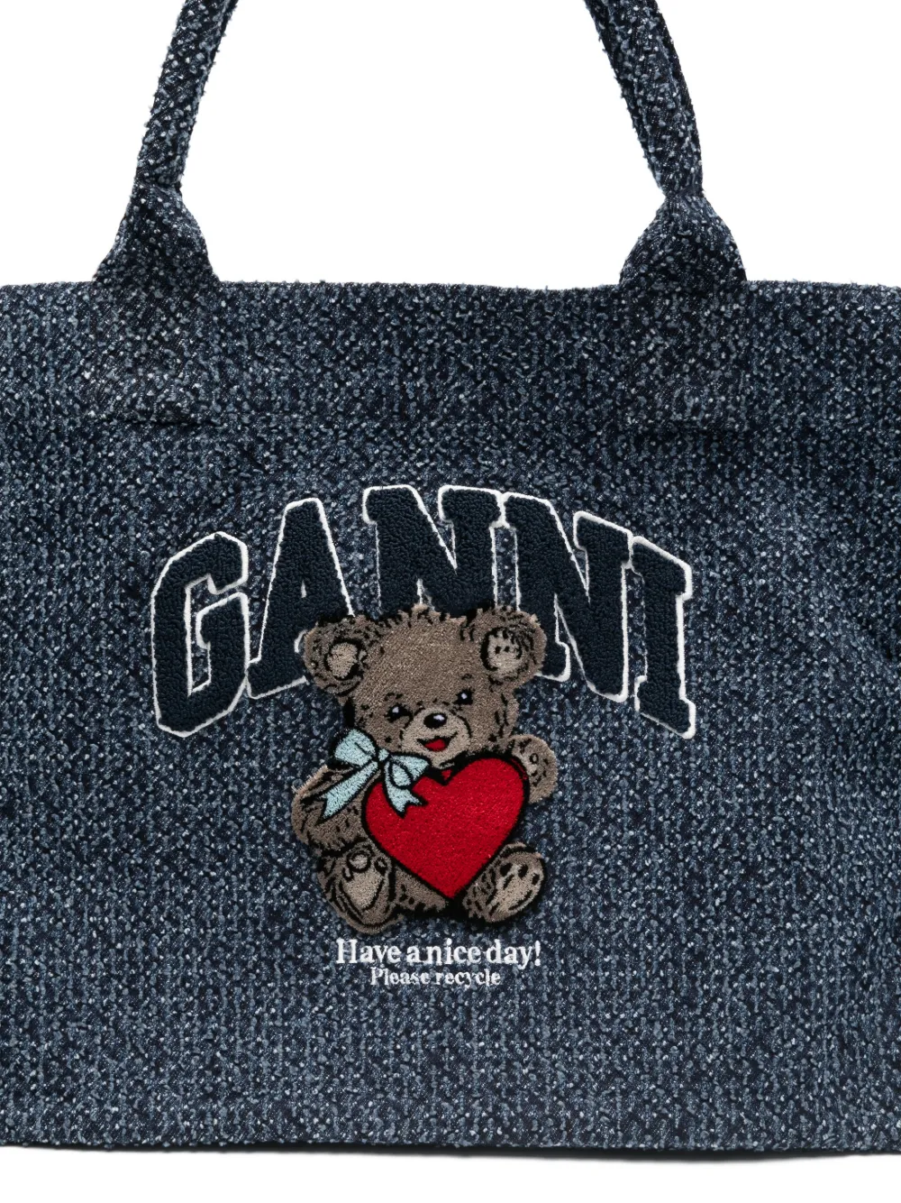 GANNI Teddy shopper met applicatie Blauw