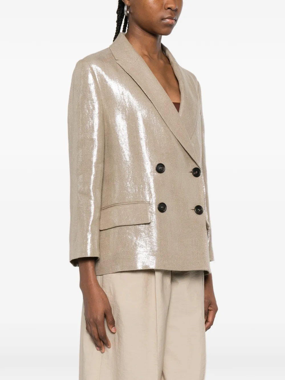 Brunello Cucinelli Jack met dubbele rij knopen Beige