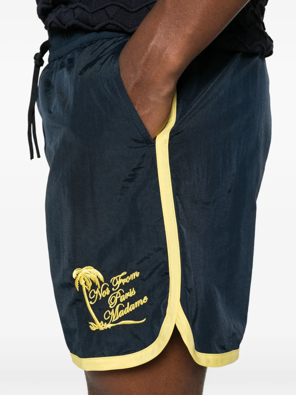 Drôle De Monsieur Shorts met borduurwerk Blauw