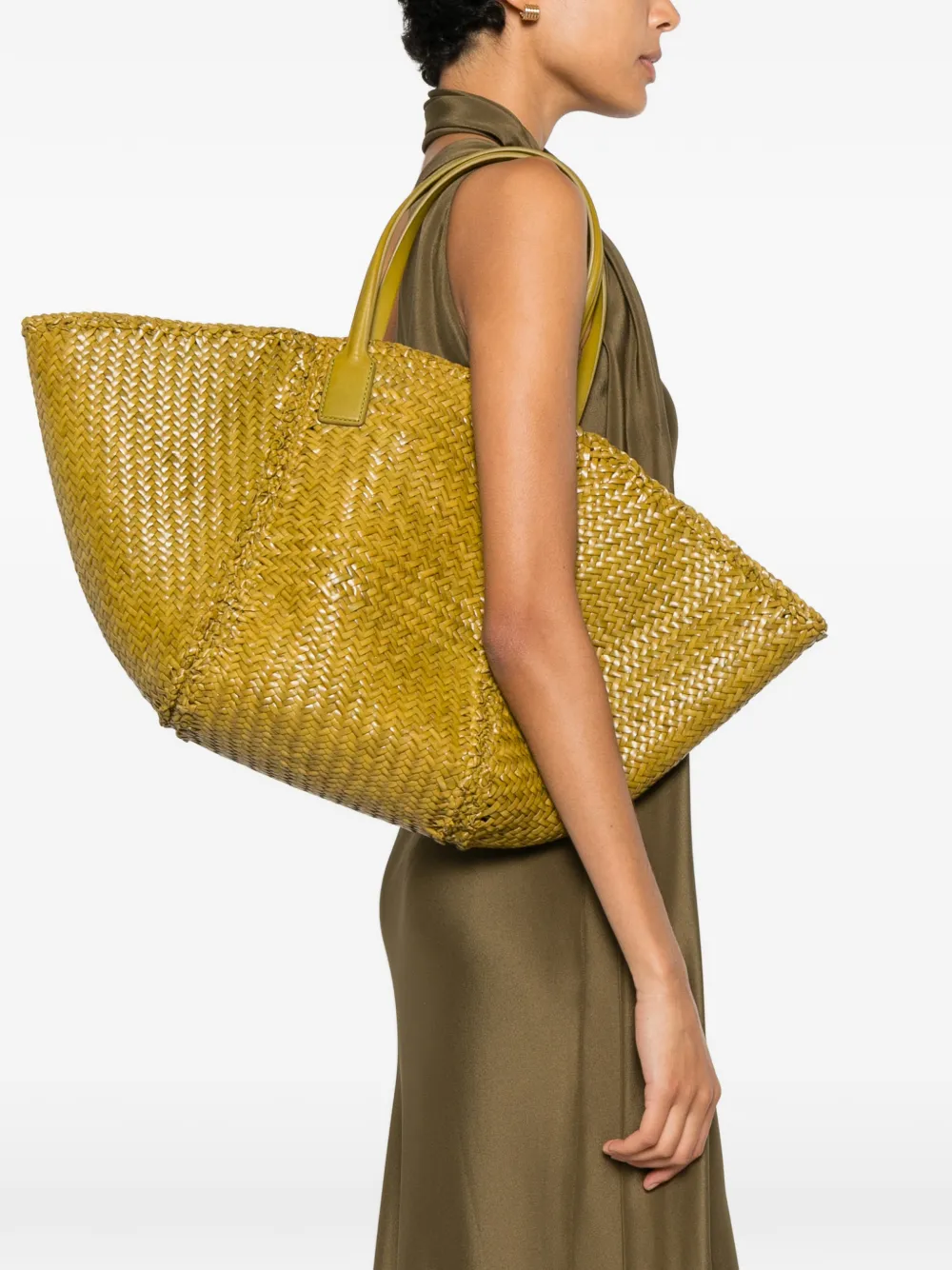 DRAGON DIFFUSION Teresa geweven leren shopper Groen